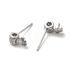 Rhodium Plated Barrel 925 Sterling Silver Micro Pave Cubic Zirconia Stud Earring Findings STER-P056-11P-2