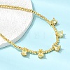 Brass Pave Cubic Zirconia Teardrop Pendant Round Beaded Necklaces NJEW-C121-01G-03-3