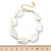 Rectangle Natural Keshi Pearl & Brass Beaded Bracelets for Women BJEW-JB13622-4