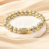 Brass Micro Pave Cubic Zirconia Beads Stretch Bracelets for Women Men BJEW-H201-01A-GP-1