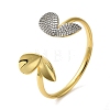 Butterfly Rack Plating Brass Micro Pave Cubic Zirconia Cuff Bangles BJEW-P336-07G-1