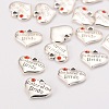 Wedding Theme Antique Silver Tone Tibetan Style Alloy Heart with Mother of the Bride Rhinestone Charms X-TIBEP-N005-18C-2