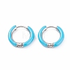 Two Tone 304 Stainless Steel Chunky Huggie Hoop Earrings with Enamel for Women EJEW-C043-11-07P-2