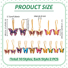 20Pcs 10 Styles Butterfly Alloy Enamel with Glitter Powder Pendant Decorations HJEW-UN00135-3