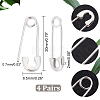 4 Pair Sterling Silver Safety Pin Shape Dangle Hoop Earrings for Men Women STER-AR0001-01-2