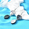 Brass Abalone Shell Black shell Dangle Earrings EJEW-D313-01P-3