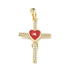 Brass Micro Pave Clear Cubic Zirconia Pendants CU-CBADD0C-05G-02-1