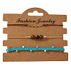 3Pcs 3 Styles Round Natural Tiger Eye & Glass Seed Beads Braided Bracelets & Stainless Steel Link Bracelets Set XI5712-8-1