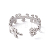 Non-Tarnish 304 Stainless Steel Leafy Branch Wrap Open Cuff Ring for Women RJEW-C045-20P-3