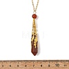 304 Stainless Steel Filigree Natural Mixed Stone Faceted Pointed Bullet Pendant Brass Cable Chain Necklaces NJEW-JN06568-5