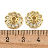 Rack Plating Flower Brass Micro Pave Clear Cubic Zirconia Bead Caps KK-U030-12G-2