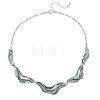 Alloy Enamel Wave Pendant Necklaces & Stud Earrings Sets for Women FS-WG9F57A-03-2