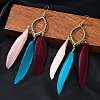 Alloy Horse Eye with Feather Dangle Earrings FS-WGC7A14-06-1