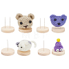 8Pcs 4 Styles Wood Crochet Doll Base Display Rack with Iron Pin FIND-FG0003-19-1