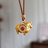 Brass Pave Cubic Zirconia and Enamel Horse Pendant Adjustable Cotton Cord Necklaces for Women WG24AFA-02-1