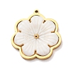 Carved Natural White Shell 304 Stainless Steel Pendants SH-K002-01B-G-1
