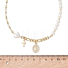 Brass Micro Pave Clear Cubic Zirconia Virgin Cross Pendant Necklaces NJEW-JN05980-4