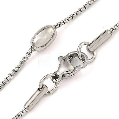 Non-Tarnish 304 Stainless Steel Box Chain Oval Link Necklaces NJEW-P315-01A-P-1