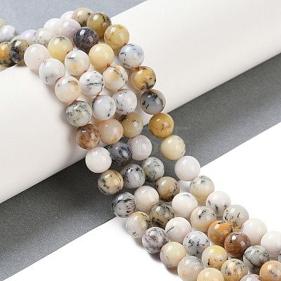 Natural White African Opal Beads Strands G-E472-02-8mmC-1