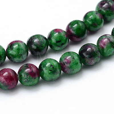 Synthetic Ruby in Zoisite Beads Strands G-F216-6mm-26-1-1