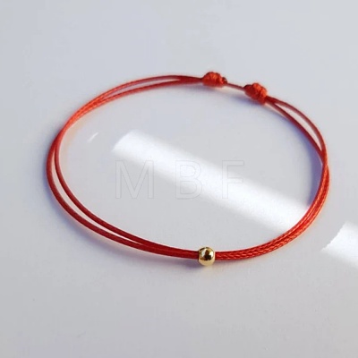 Brass Round Ball Polyester Cord Braided Bracelets QR8302-3-1