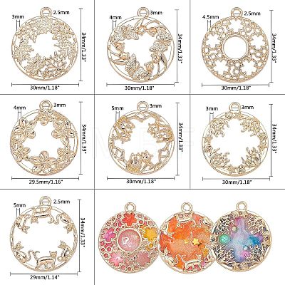 Ocean & Plant Series Zinc Alloy Open Back Bezel Pendants PALLOY-OC0001-92G-1