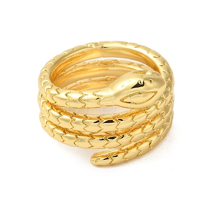 Snake Brass Finger Rings for Women RJEW-A048-27G-1