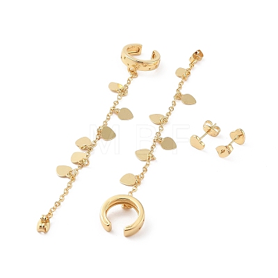 Rack Plating Brass Cuff Earrings for Women EJEW-G394-07A-G-1