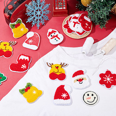 20Pcs 10 Style Christmas Theme Towel Embroidery Cloth Sew on Patches PATC-FG0001-45-1