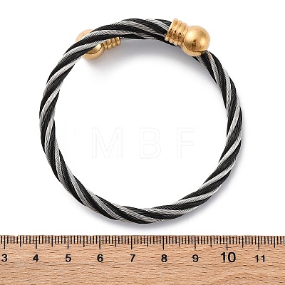 304 Stainless Steel Torque Bangles for Women BJEW-P310-20MC-1