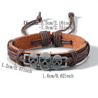 Adjustable Imitation Leather Cord Bracelets PW-WGBE60C-02-1