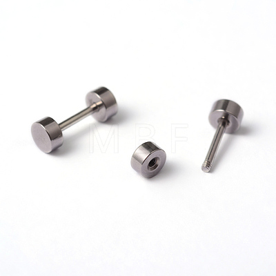 Flat Round 304 Stainless Steel Barbell Cartilage Earrings EJEW-L164-01-1