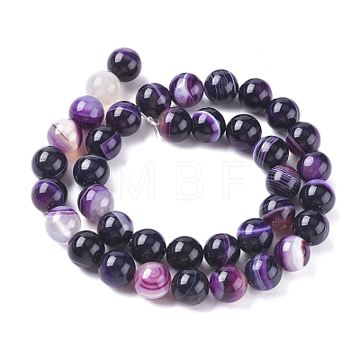 Natural Striped Agate/Banded Agate Beads Strands G-G582-10mm-52-1