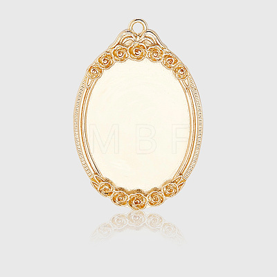 4Pcs Brass Pendant Cabochon Settings KK-BBC0020-14-1