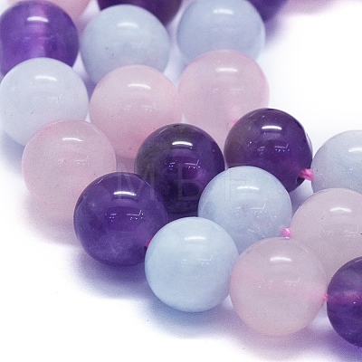 Natural Rose Quartz & Amethyst & Aquamarine Beads Strands G-E561-05-8mm-1