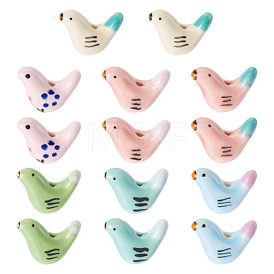14Pcs 7 Colors Handmade Porcelain Beads PORC-TA0001-18-1
