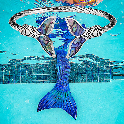 Mermaid Tail Alloy Enamel Cuff Bangle JB744A-1