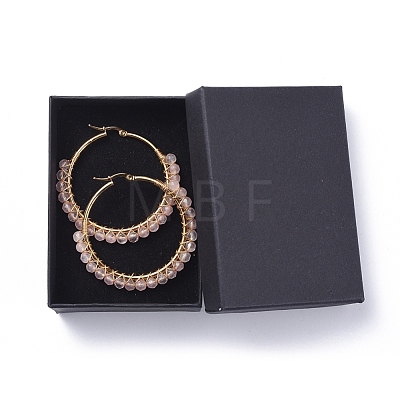 Beaded Hoop Earrings X-EJEW-JE03830-03-1