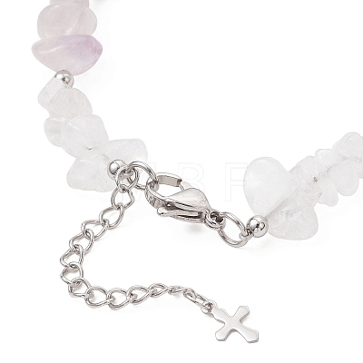Natural Mixed Gemstone Chip Beaded Bracelest BJEW-JB12976-02-1