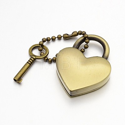 Heart Lock & Key Zinc Alloy Key Clasps X-KEYC-O009-14-1