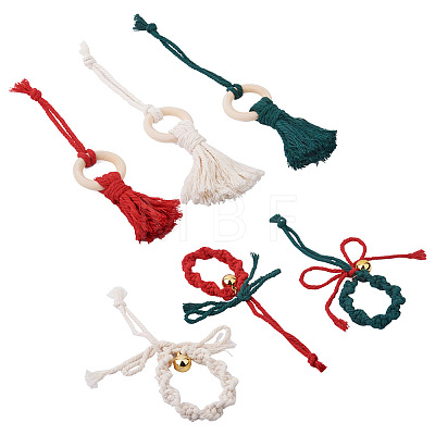 Crafans 2 Sets 2 Style Christmas Theme Cotton Weave Pendant Decorations Sets HJEW-CF0001-11-1
