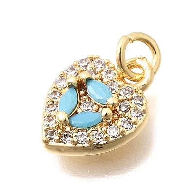 Valentine's Day Brass Micro Pave Cubic Zirconia Charms KK-N287-07G-1