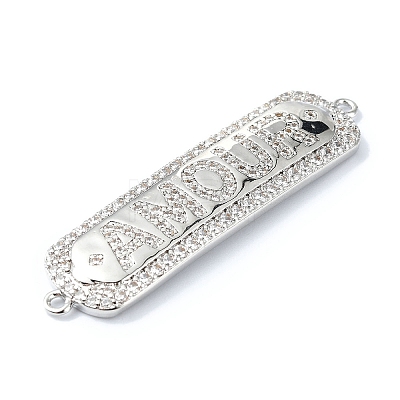 Rack Plating Brass Micro Pave Clear Cubic Zirconia Rectangle Links KK-M282-20P-1