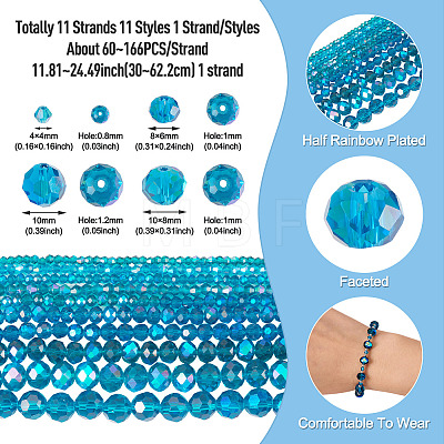 11 Strands 11 Styles Electroplate Glass Beads Strands EGLA-TA0003-05-1
