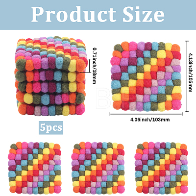 Round Wool Felt Ball Coasters AJEW-WH20020-151B-1