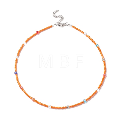 Glass Seed Beaded Necklace for Women NJEW-JN04258-1