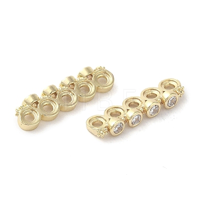 Rack Plating Brass Pave Clear Cubic Zirconia Spacer Bars KK-B088-11D-G-1