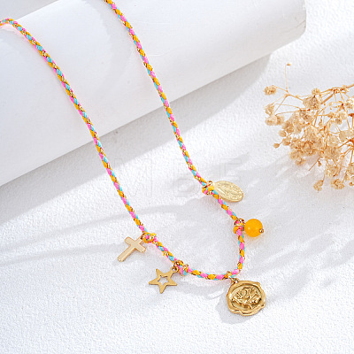 Summer Beach Braided Rope Bib Necklaces SZ6362-7-1