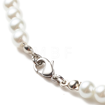 Glass Pearl Round Beaded Necklace for Women NJEW-JN03903-1