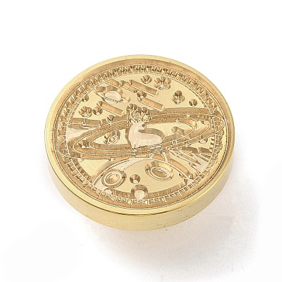 Golden Plated Brass Wax Sealing Stamp Head KK-K363-01G-06-1